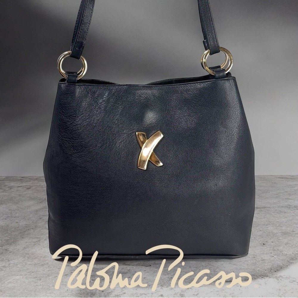 Vintage PALOMA PICASSO Black Leather Covertable Shoulder/Crossbody Bag - Italy